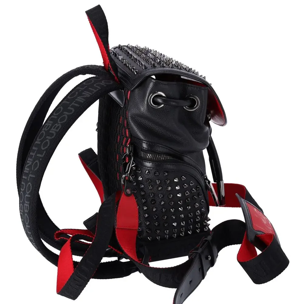 Christian Louboutin Explorer Funk Small Backpack 3215038 Black Red Calf Leather